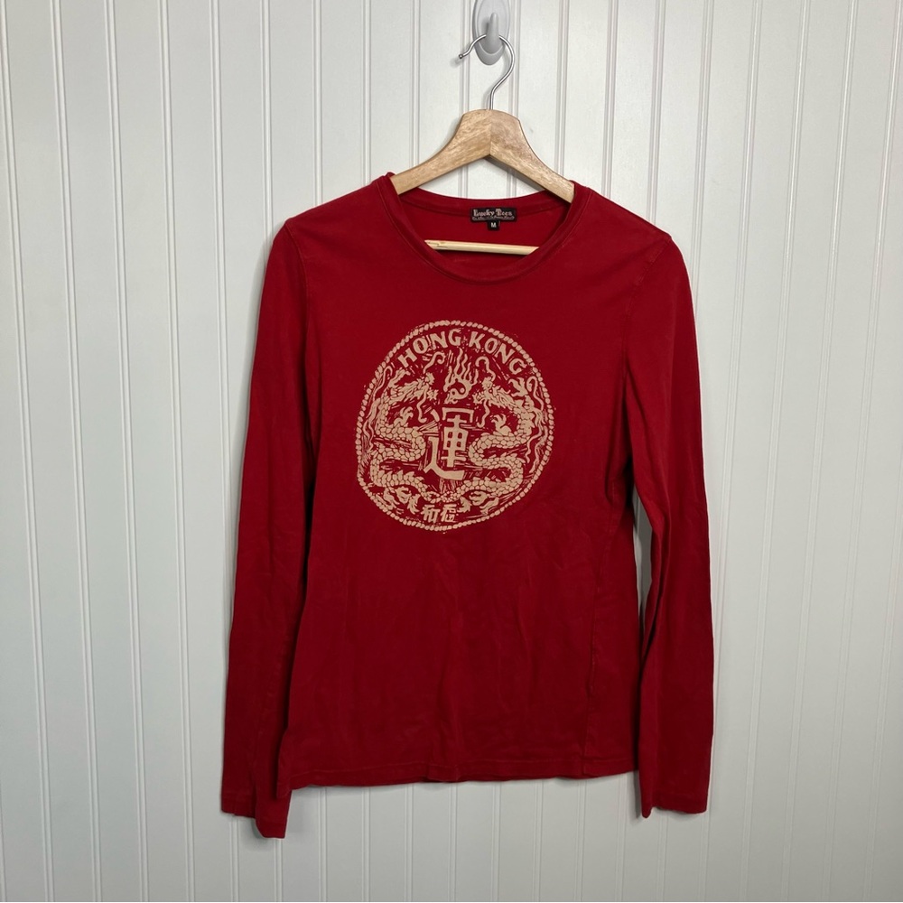 Lucky Brand Tee Medium Y2K Women’s Graphic Dragon Streetwear Lucky Tees